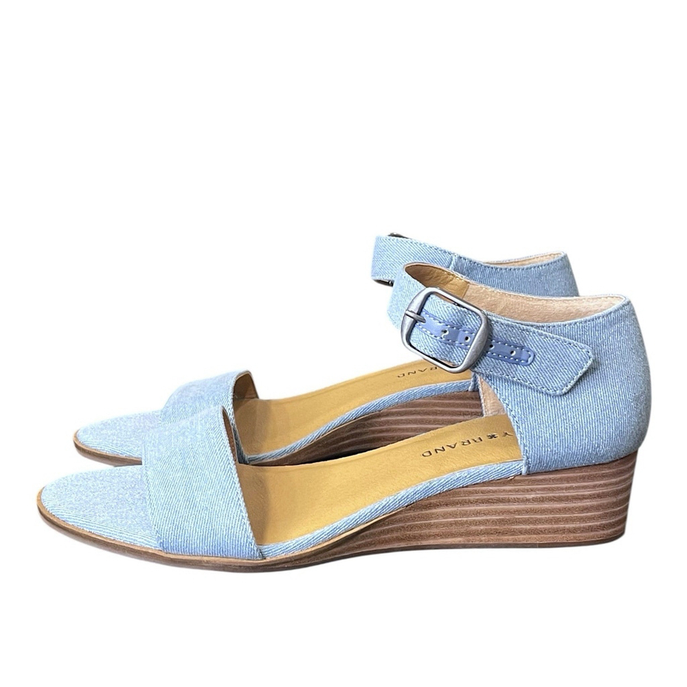 Lucky Brand Womens 8.5 Riamsee Wedge Sandals Ankle Strap Denim Summer Blue NWOT - Picture 5 of 15